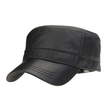 black leather fitted hat