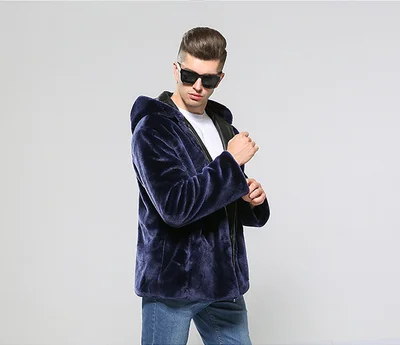 2017 new men fur coat jacket fox fur hooded thick autumn fur coat coat men's clothing