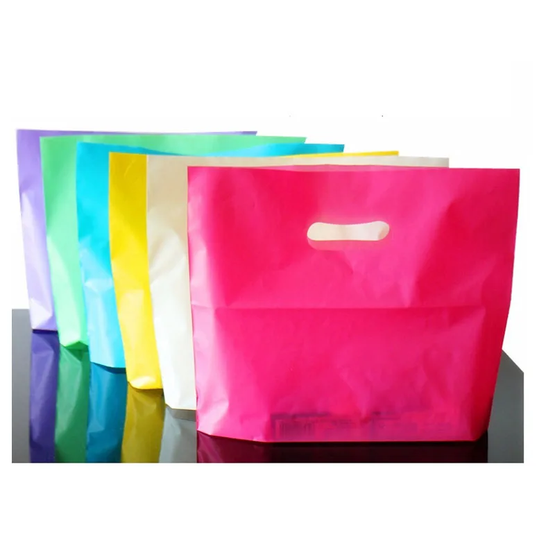 Colorful Plastic Shopping Bags with Handle Pink Boutique