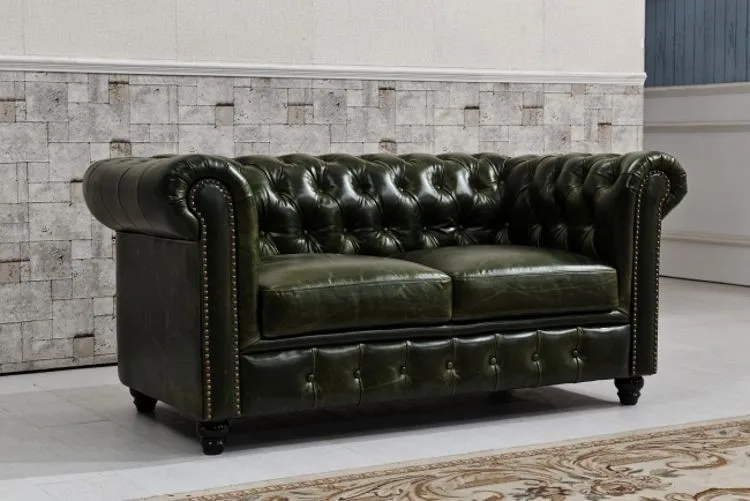 European Living Room Furniture Sofa Set Of Chesterfield Leather Sofa