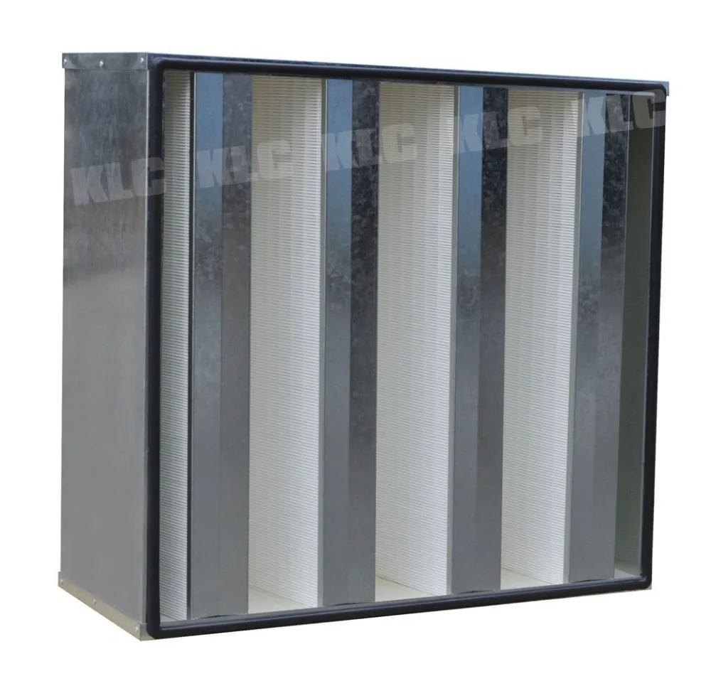 3v/4v/5v Galvanized Frame Industrial Activate Carbon V-bank Hepa Filter ...