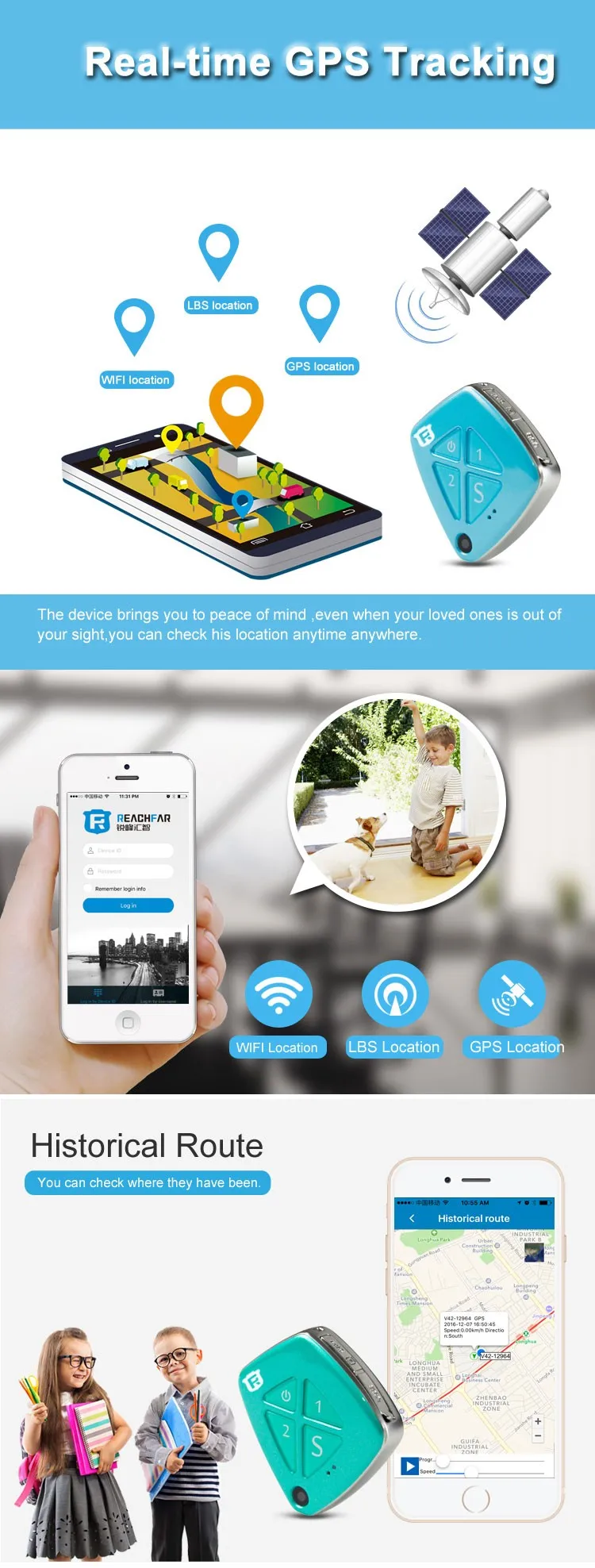 new product 3g children necklace personal gps tracker mini for kids elderly with camera