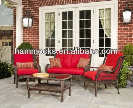 4 Pieces Tempat Duduk Patio Furnitur Rotan Sofa Set Dengan Bantal Patio Furnitur Rotan Sofa Set