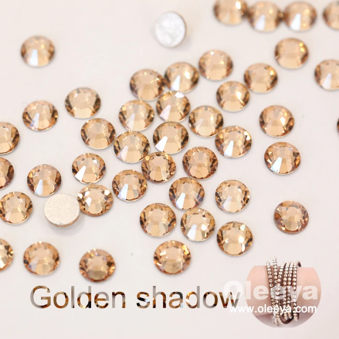 Free Sample Factory Flatback Non Hot Fix Loose Glass Strass Golden Shadow Nail Art Rhinestones Manufacturer for Manicure