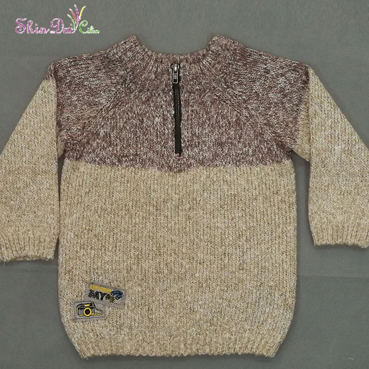 Most Popular Design Modern Patchwork Knitting Baby Pullover Sweater