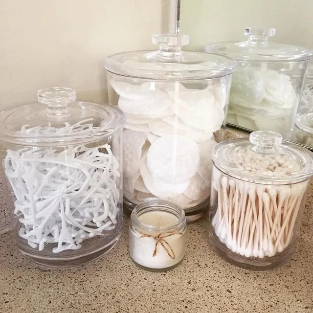 Durable Lightweight Bliss Clear Acrylic Canisters Ideally Sized For Bath Salts,Cotton Balls Or