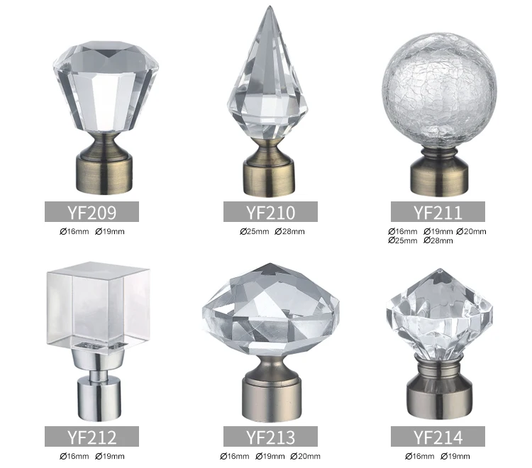 Fashional Decorated Glass Crystal Curtain Rods Finials Buy Crystal