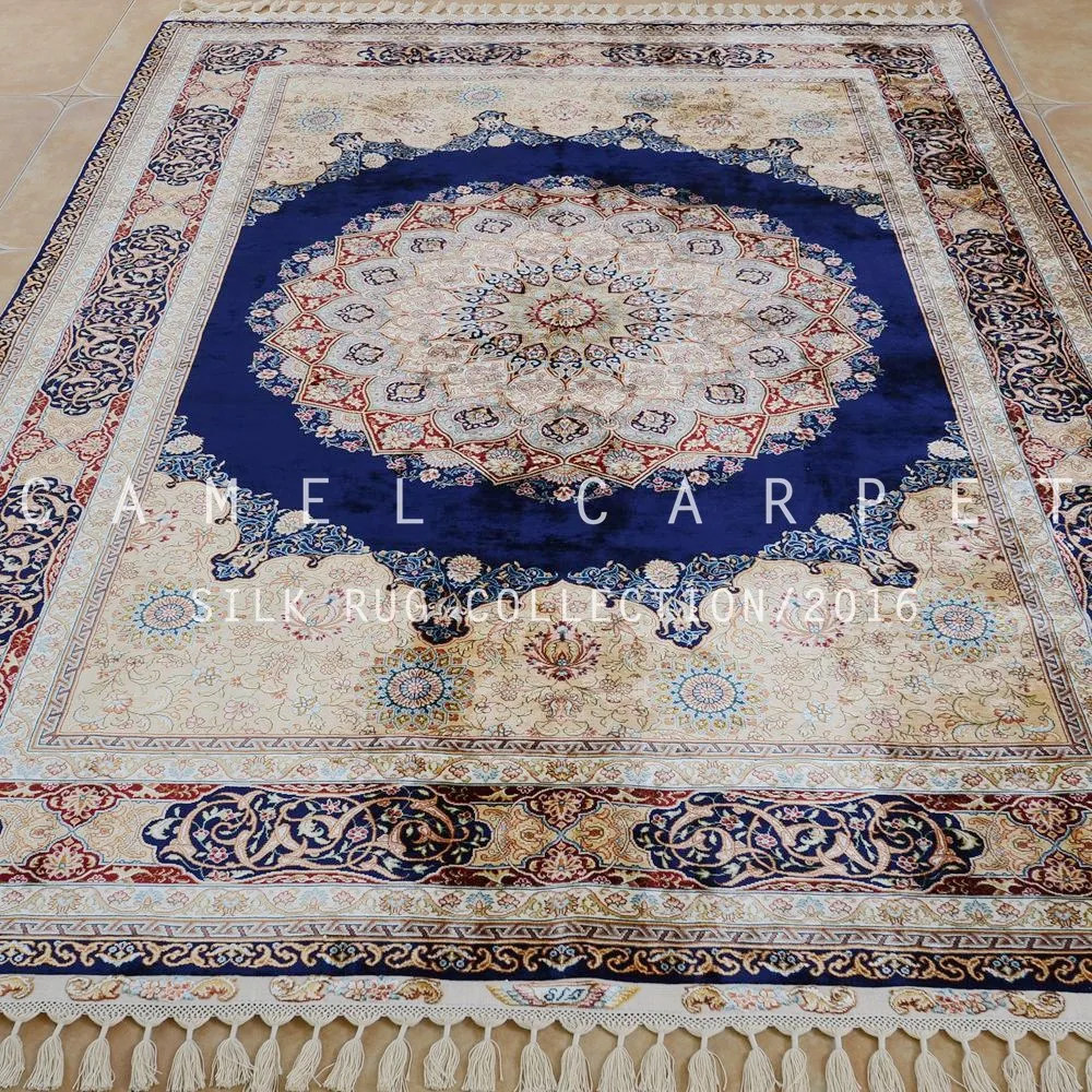 Deep Blue Wholesale Silk Medallion Persian Rug Handmade Buy Persian 