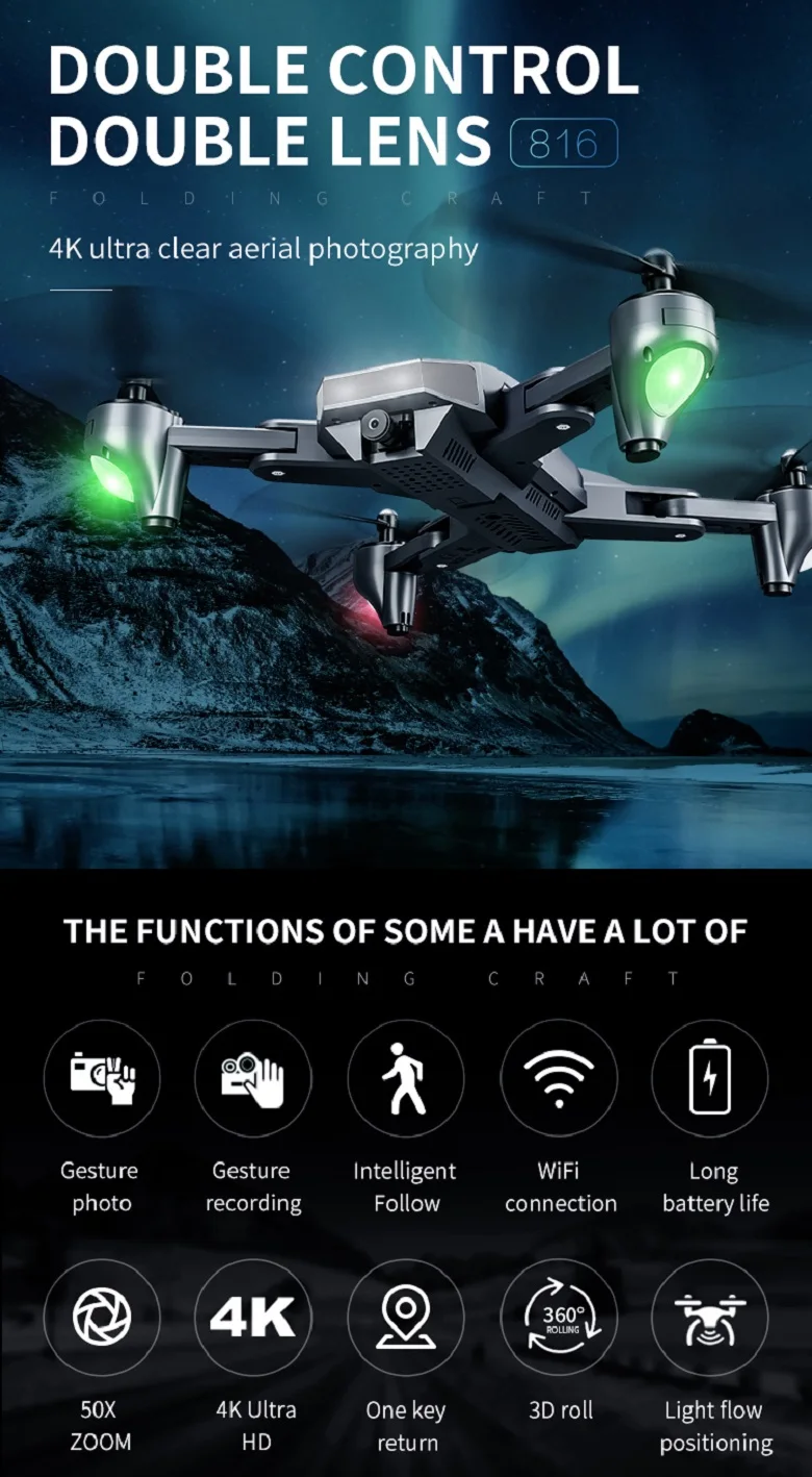 E-commerce Top selling Dron with 50 Times Zoom WiFi camera drone 4K Dual Camera Optical Flow rc Quadcopter drone mini drone toys