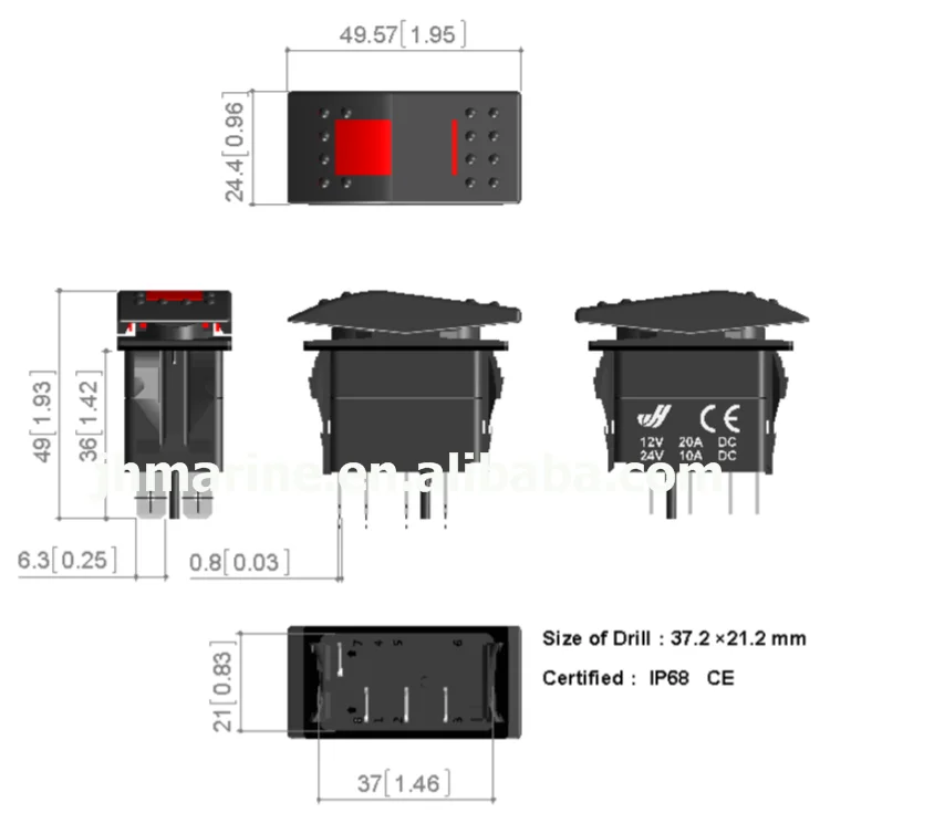 Arb 4x4 Waterproof Illuminated 12v Automotive Rocker ... 30 amp dryer outlet wiring diagram 