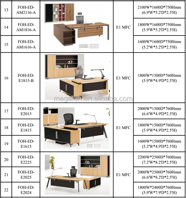 Latest Executive Ceo Furniture Design Modern L Shape Office Table (foh