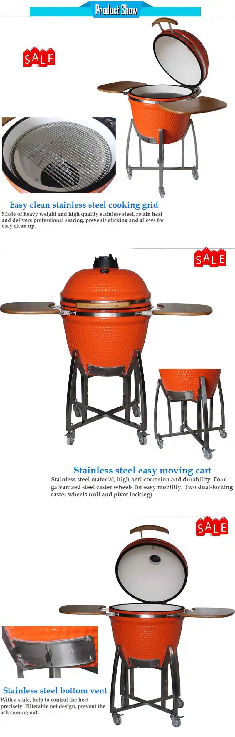 Seb Kamado Large Cooking Space Party Bbq Ceramic Smoker King Griller