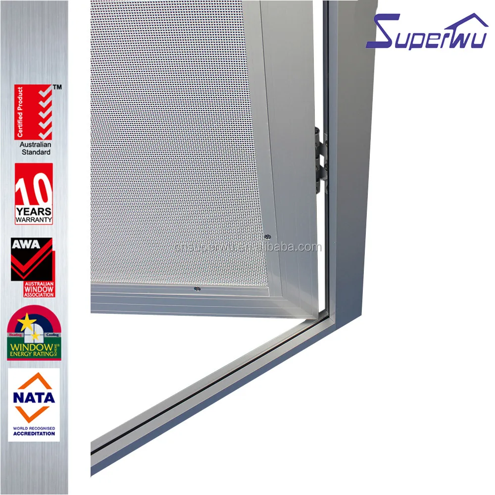 Silvery aluminum stainless steel mesh hinged door as security door