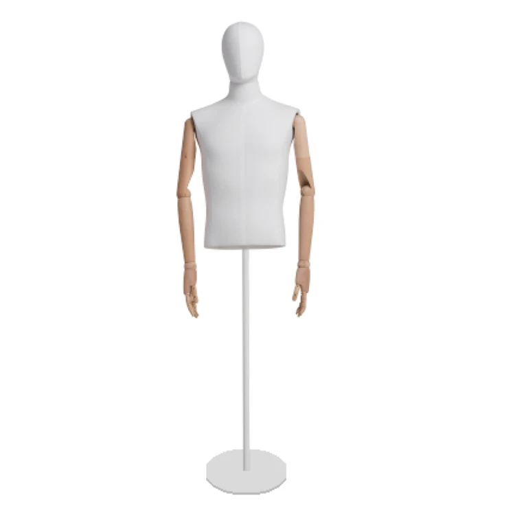 Wood Arms Fabric Cover Torso Mannequin Male Bust Form Buy Male Bust