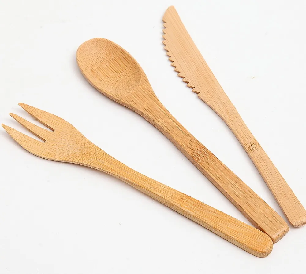 Factory Directly Disposable Wooden Bamboo Tableware/ Flatware Set With