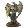 10.25" Tall Patriotic Bald Eagle On Rocks Statue Wild Bird Eagle Decorative Bronze Patina Resin Figurine