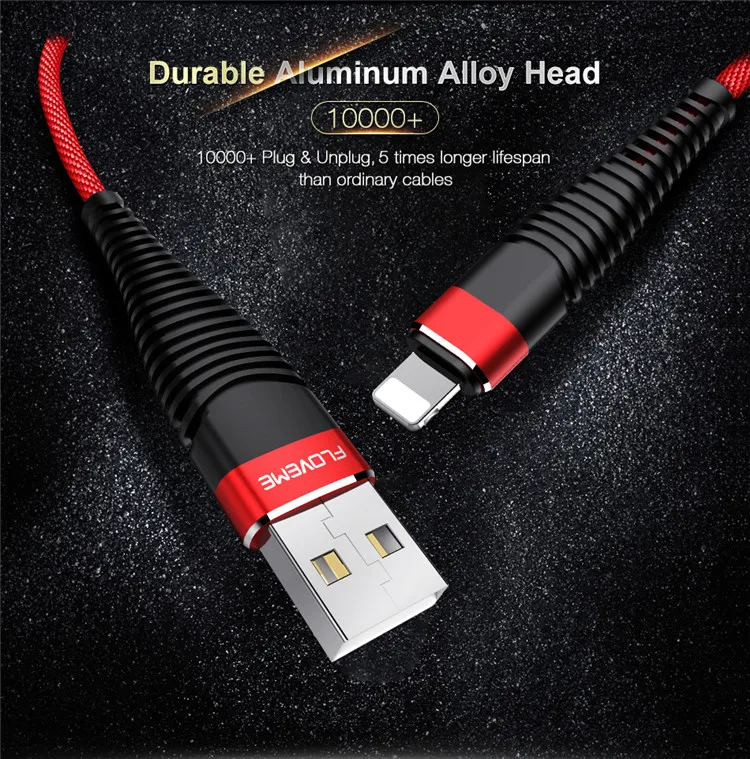 1M Usb Cable FLOVEME 5V/2A Charger 480Mbps Data Transfer High Tensile Braided Mobile Phone Cable - ANKUX.COM