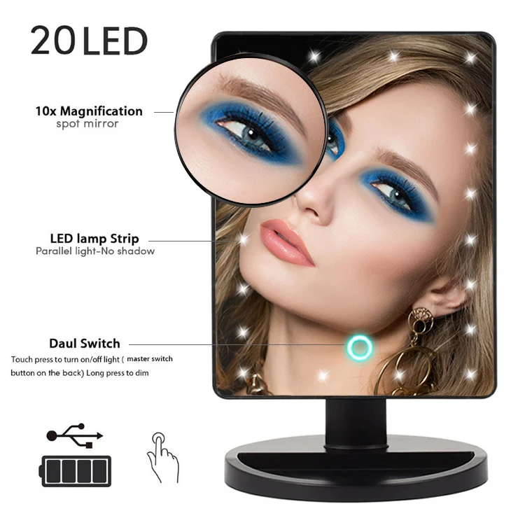 Most Fashionable 20 Led Lights Makeup Mirror 10/20x Magnifying Mirror