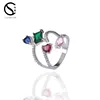 Gemstone ring silver 925 changeable colored stone wedding ring