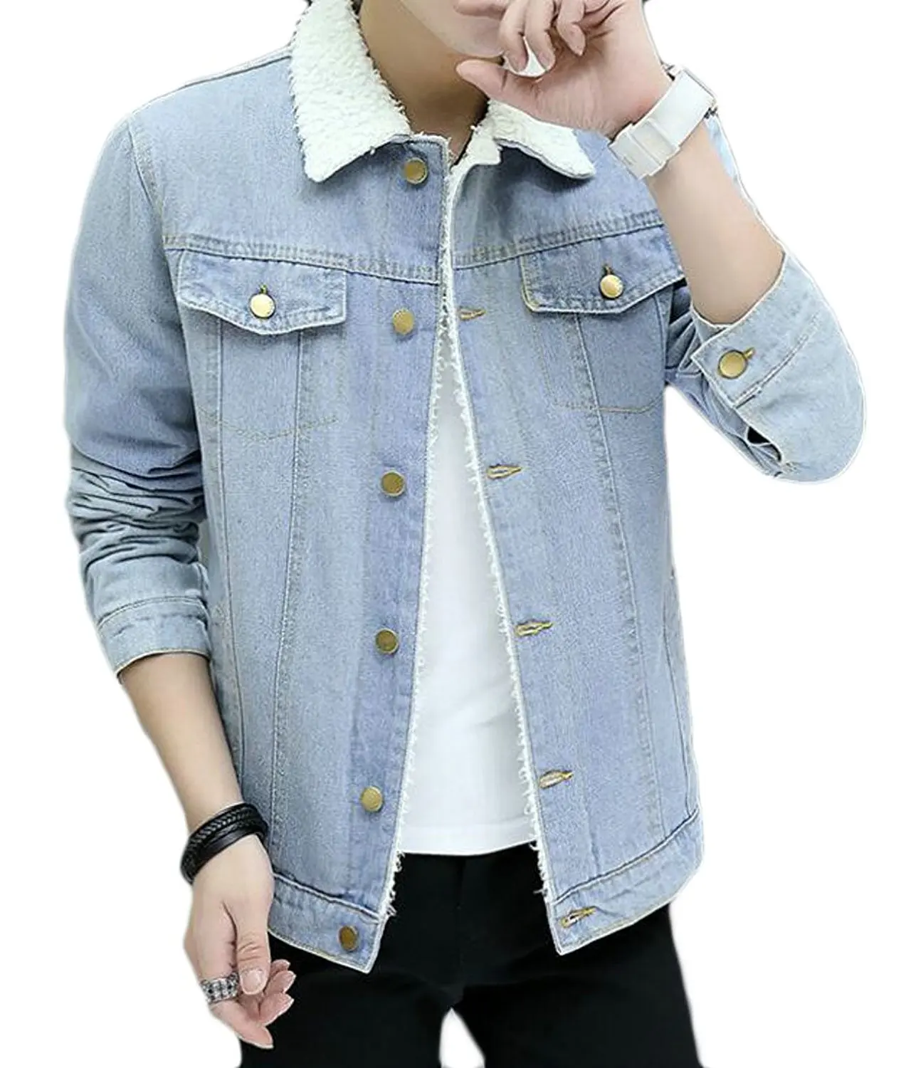 sheep wool denim jacket