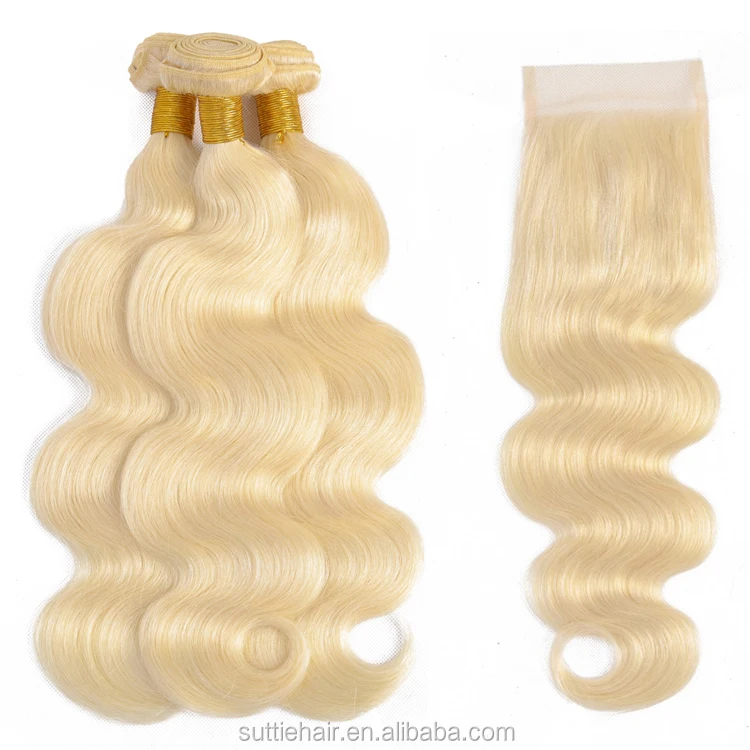 
Hair Virgin Body Wave Human Blond Blonde Extension Brazilian Wholesale 613 Bundles With Closure 