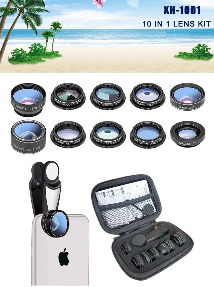 Oem Factory 10 In 1 Phone Camera Lens Kit Universal Clip Mobile Phone