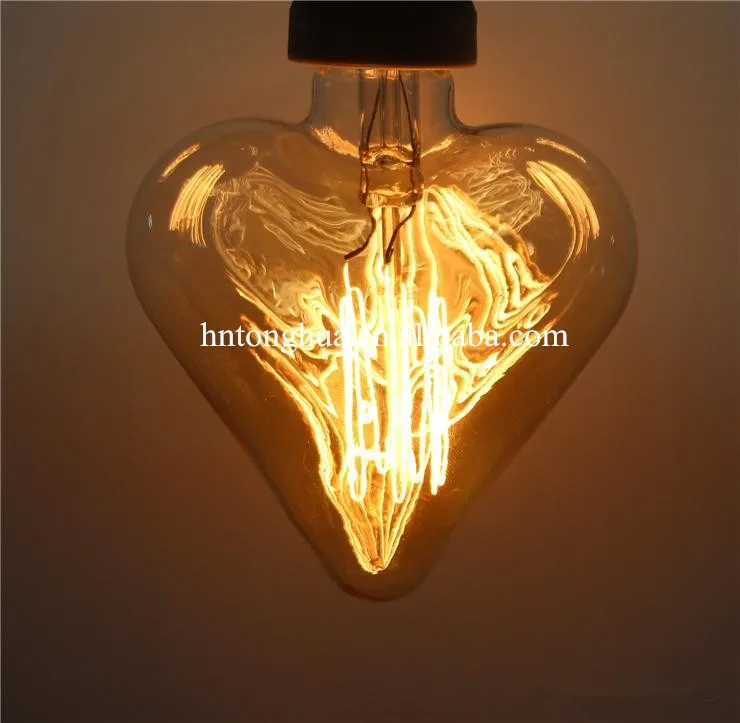 Edison Bulb E27 40w 60w Heart Shape Decorative Light Bulbs 110v 220v