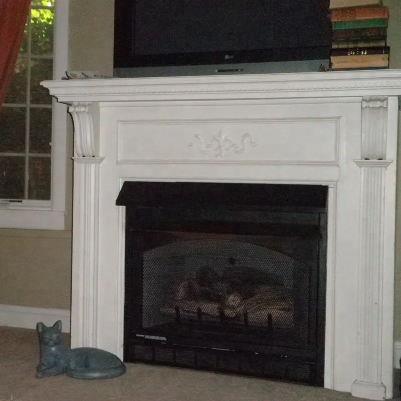 Chimenea De Mármol De Piedra Antigua Blanca Con Dama Y León - Buy