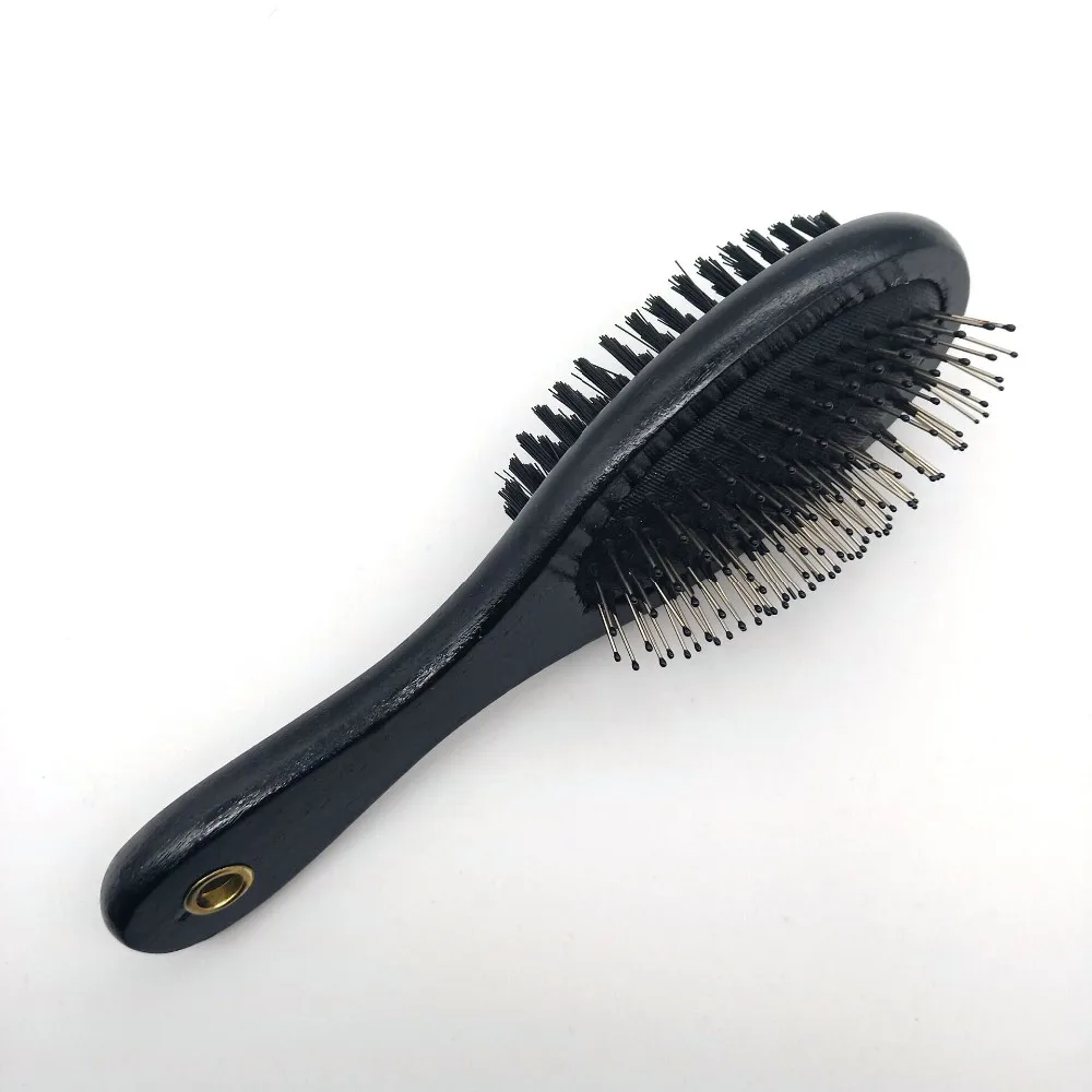 Black Color Wood Handle Soft Nylon Bristles And End Protected Metal