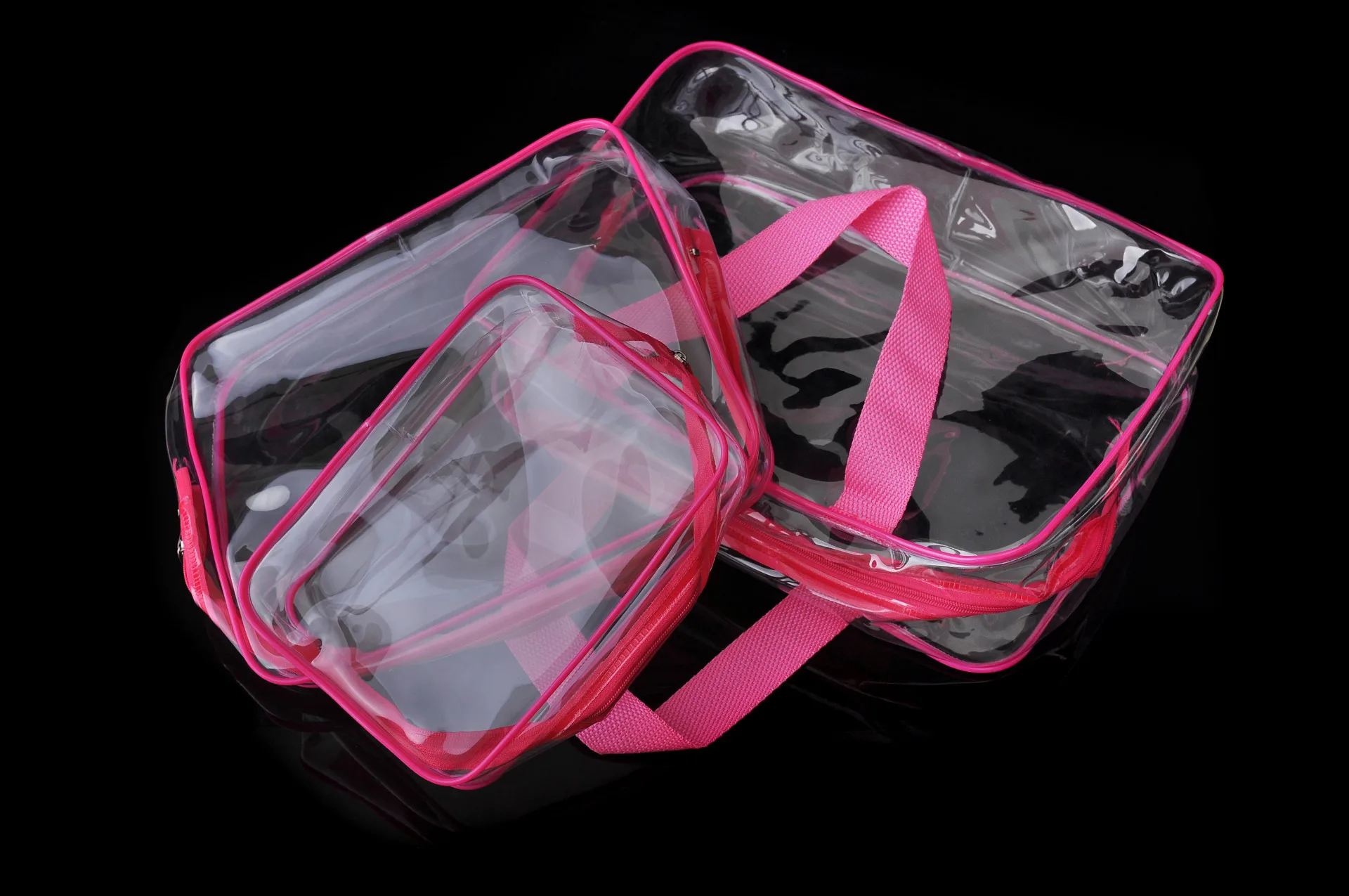 Customized Clear Pvc Makeup Bag With Handle Travel Toiletry Cosmetic