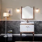 Luxury White Bathroom Cabinet with Mirror and Legs