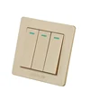 SHARE Factory Price Best quality Push Button 250V 16A Champagne Gold Panel 3 gang 2 way Switch