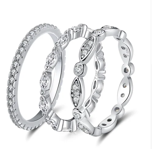 RINNTIN SR70 Bijoux 2019 Fine Sterling Silver 925 Full Circle Zircon Finger Ring for Woman