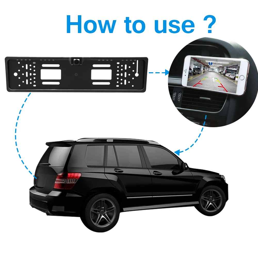 Wholesale Europe Car Licence Plate Parking Sensors Car Auto Vehicle EU Rear Wifi Camera
