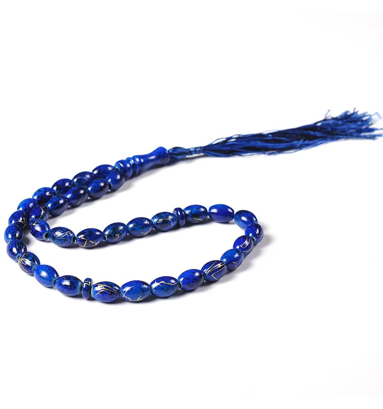 Prayer Beads Blue Aquamarine Komboloi Crystal Handmade 99 Beads Aquamarine Rosary - BION Tasbih Blue Necklace Tasbeeh 