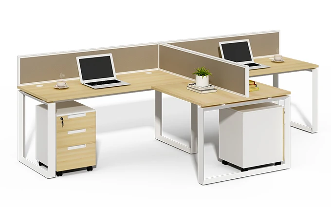 Cross type 4 seater metal leg office desk with partition modern office workstation furniture