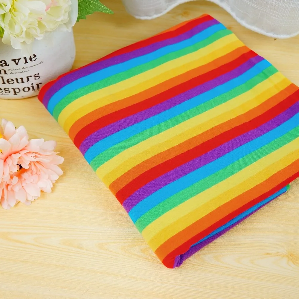 rainbow stripe jersey fabric