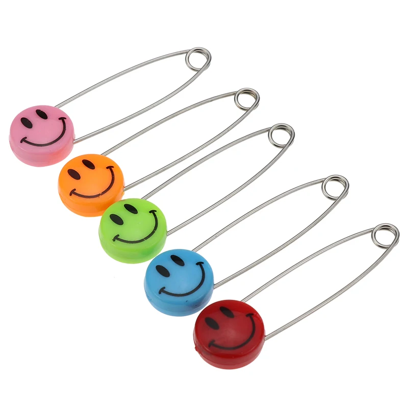 smiley face safety pin metal stainless steel safety pin