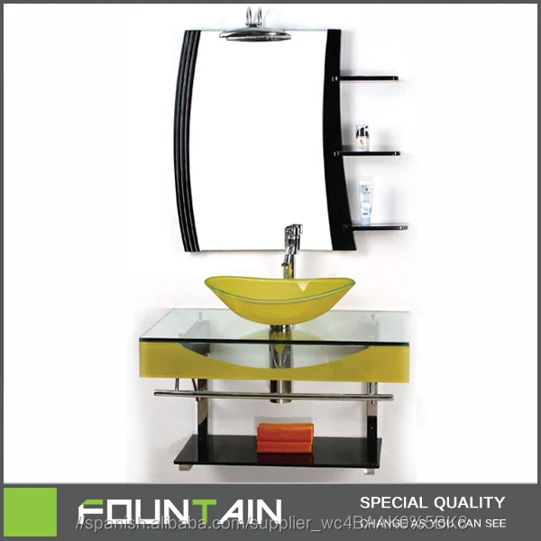 BSCI Moderna lavabo de cristal templado para el baño de acero