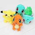 4Pcs Lot Anime Pikachu Squirtle Charmander Bulbasaur Plush Toys Stuffed Baby Dolls With Tag 6 15cm