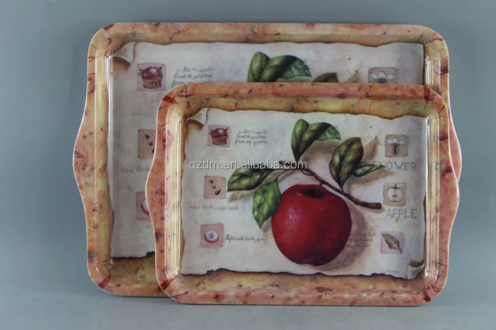 30% Melamine Or 100% Melamine Fruit Decal Print Plastic Trays