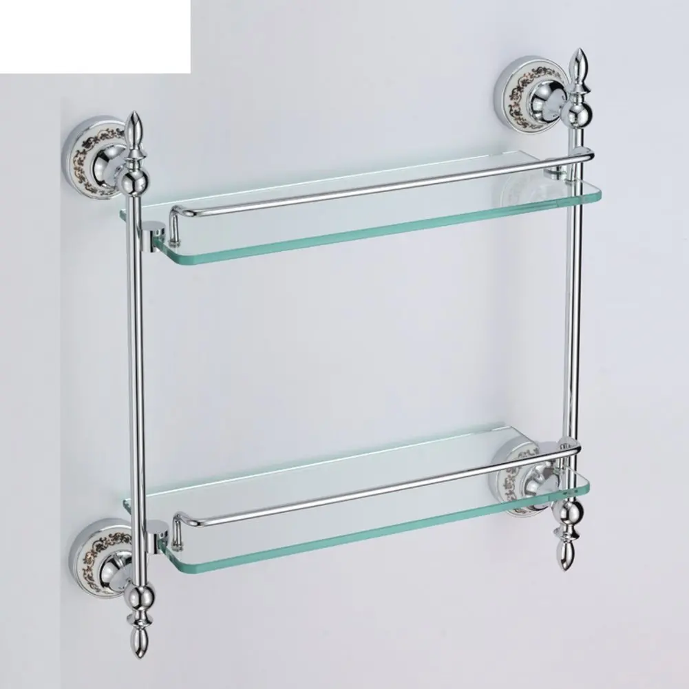 Double glass bathroom shelf/Racks on the wall/Wall/Racks/Storage-B