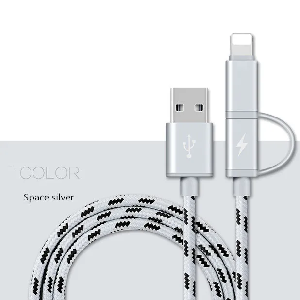 High Quality 2 in 1 multi-function usb cable 1M Retractable Nylon Micro USB Cable
