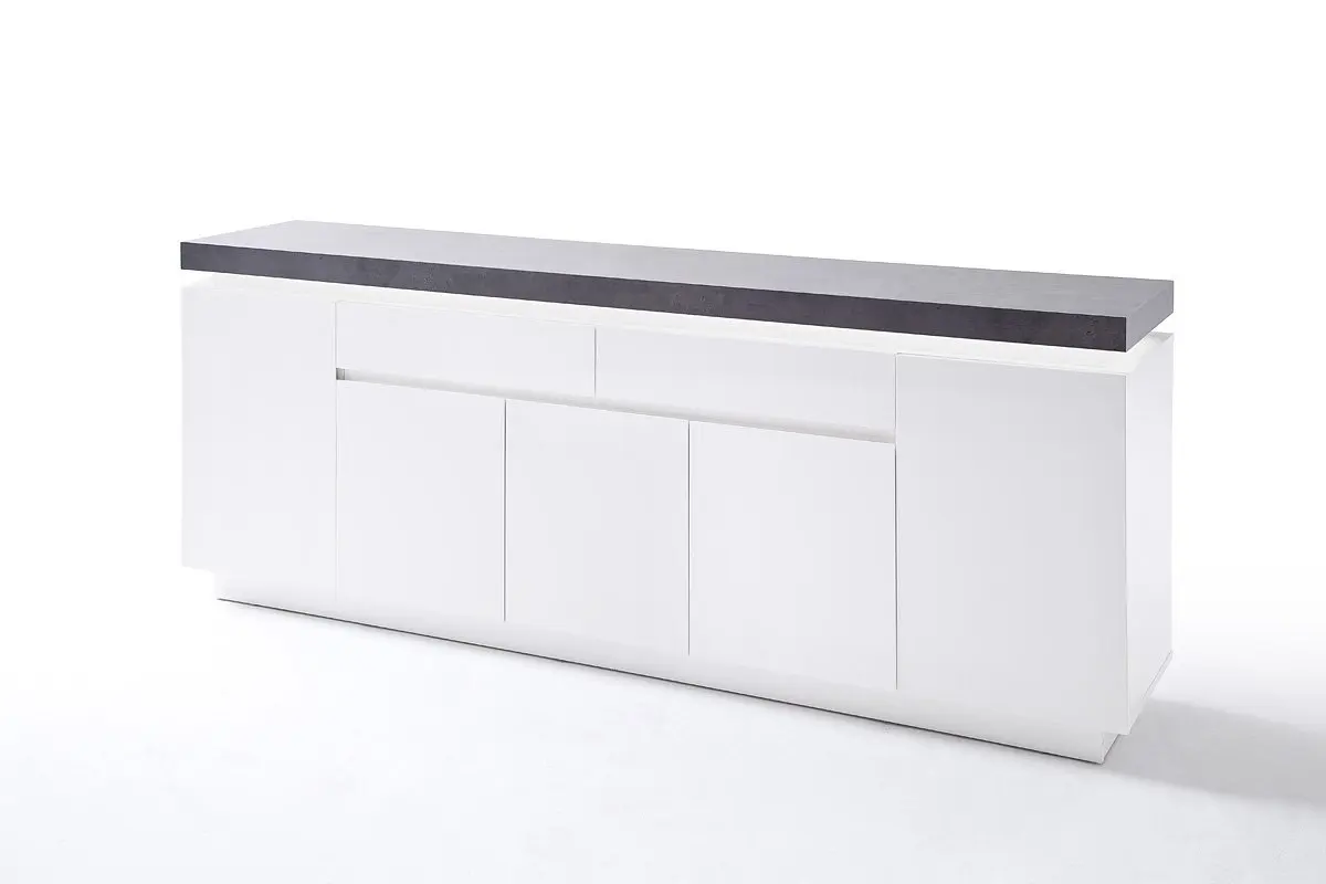 ATLAN 48675WB white chest of drawers - white matte varnish - long 4 drawers dresser
