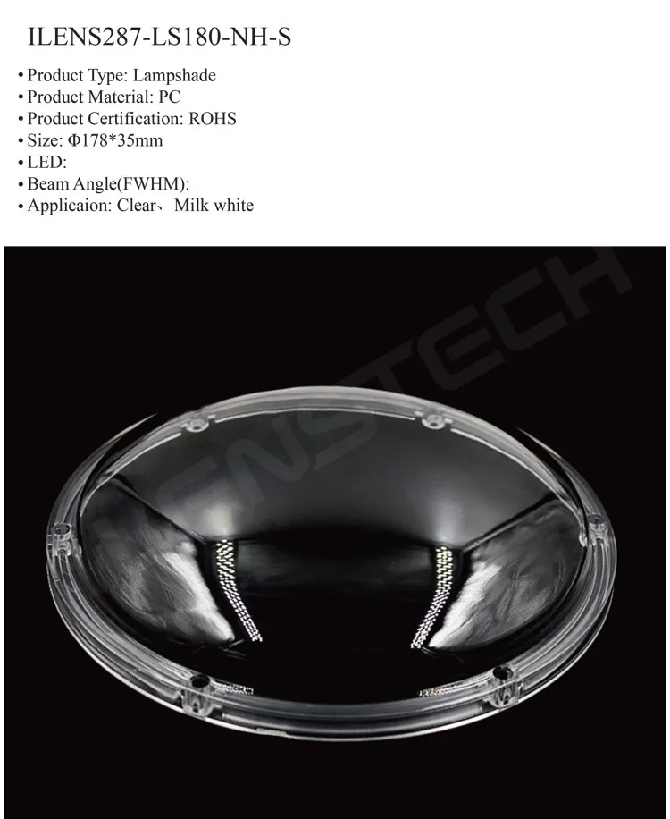 Transparent Led Ceiling Light Plastic Cover / 178mm Dia High Bay Lights