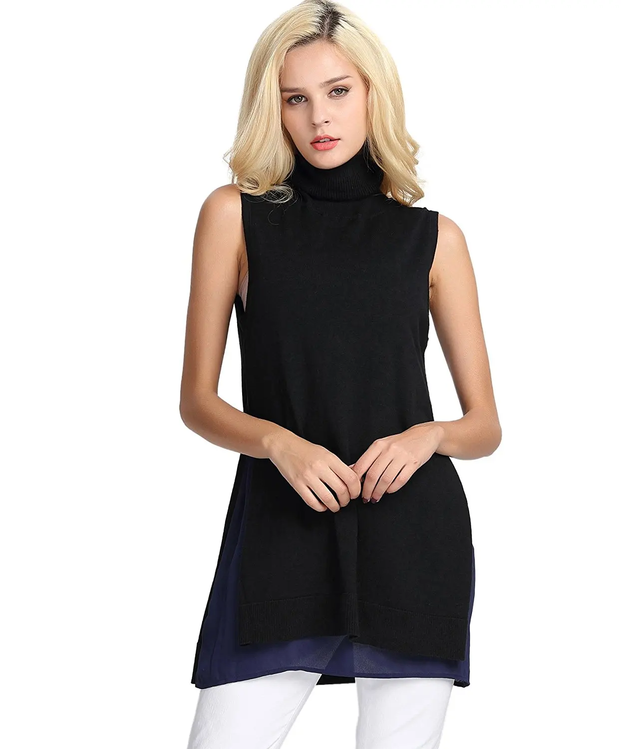 sleeveless turtleneck jumper
