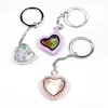 New arrive heart shape glass locket dry flower frame carabiner keychain custom charm fashion keyring