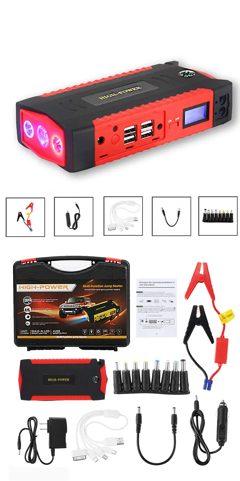 Portable Super Capacitor 89800mah Power Bank 12v Starting Device Petrol Diesel Car Battery Booster Charger Jump Starter