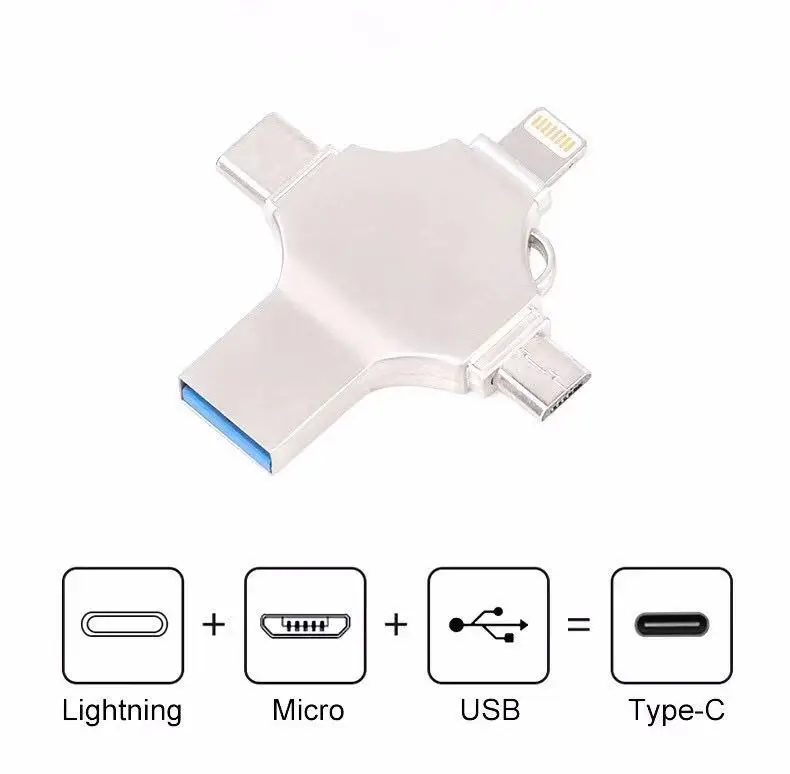 4 in 1 multi-function flash drive 3.0 for Type-C /Lightning/ Micro USB with customized logo - ANKUX.COM