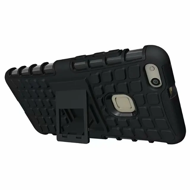 shockproof TPU+PC 2in1 tire pattern bracket cover phone case For Huawei P10 Lite